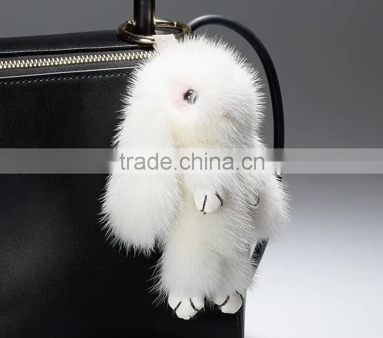 adorable rabbit fur bag charm