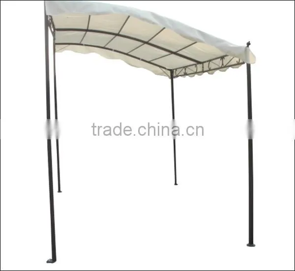 Portable wrought iron gazebo with sloped cover