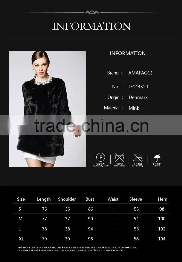 Cheap price black mink fur coat with kara