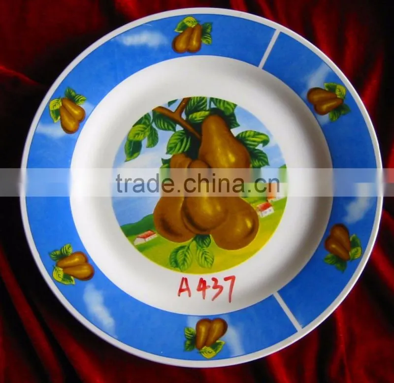 10.5 cheap porcelain dinner plate three flower decoration