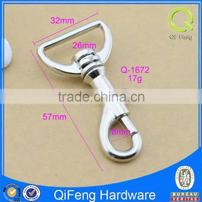 Q-1672 single hook, dog leash hook ,silver samll size bag parts