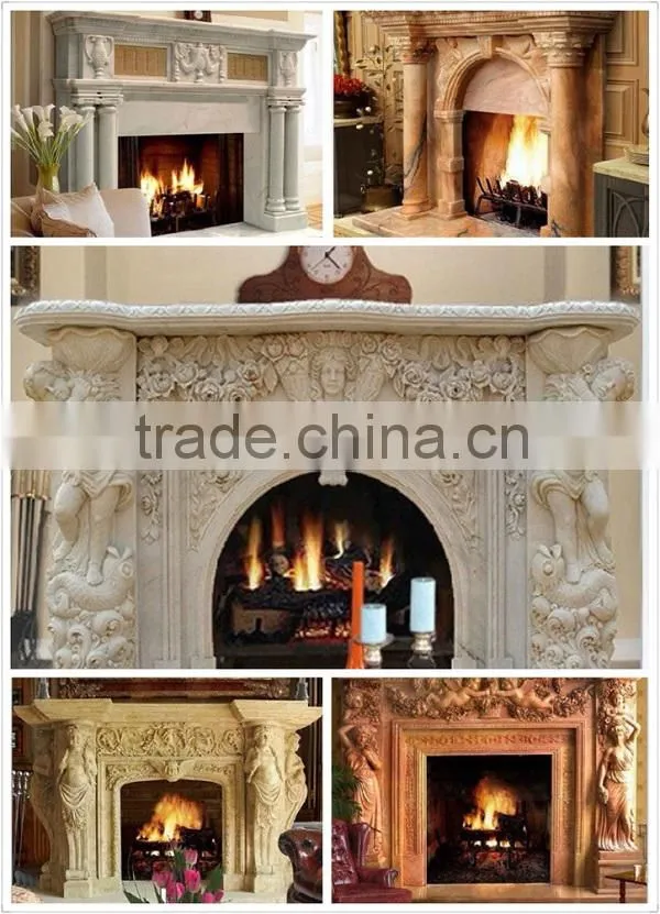 Laxury Design Statue Carved White Marble Fireplace Mantel