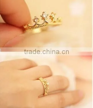 Korea fashionable crystal small Crown diamante rings