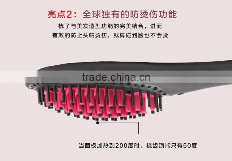 Hot sale Electric LED Iron Brush Hair Straightener Massager Comb Auto Hair Tool Electric straightening hair brush