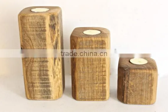 Modern Natural Home Decoration Wooden Candle Holder Reclaimed Wood Candle Holders Gifts