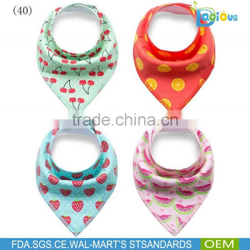Custom baby cotton bibs animals print patterns dribble bibs