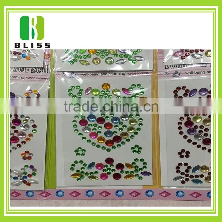 Custom design free samples shining diamond mobile sticker