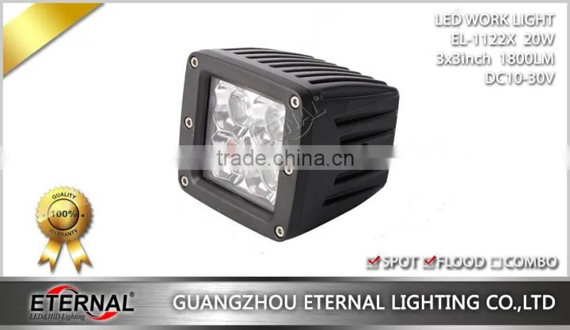 20W 3x3in cube pod pillar for 4x4 Jeep off-road powersports motorsports ATV UTV SUV high power LED work light fog lamp