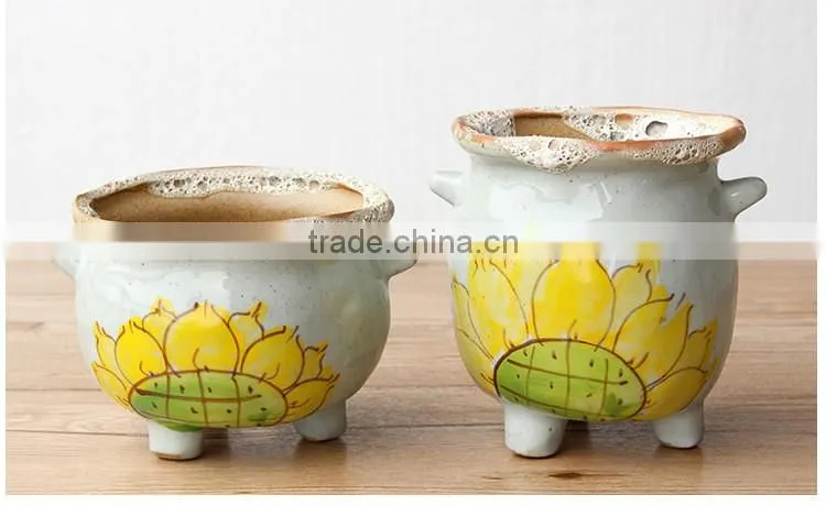 Attractive hand-painted cartoon ceramic flower pot