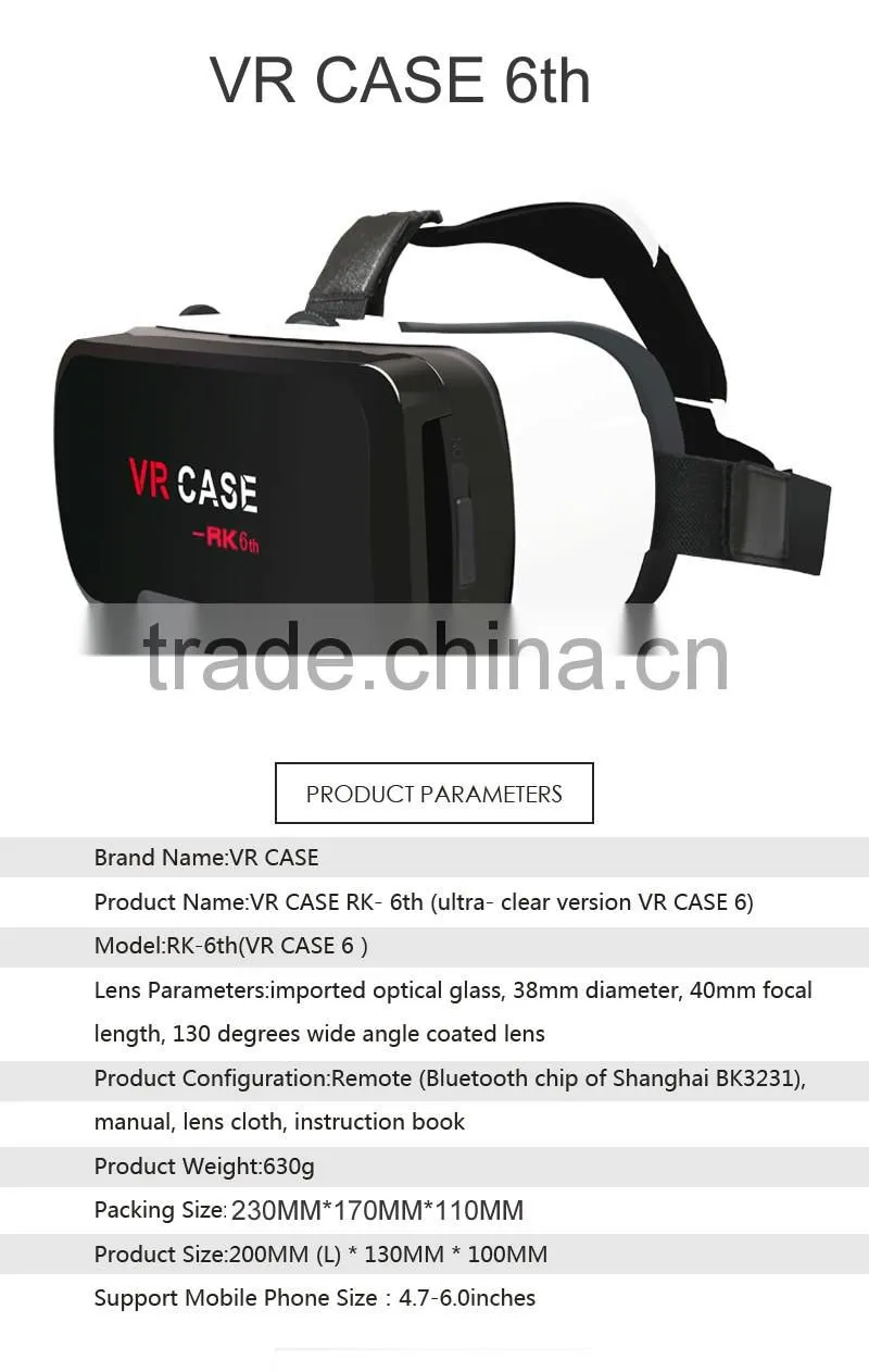 Fashion Design VR CASE 3D Glasses VR CASE 6 th Generation Headset For 3D Movies and Games
