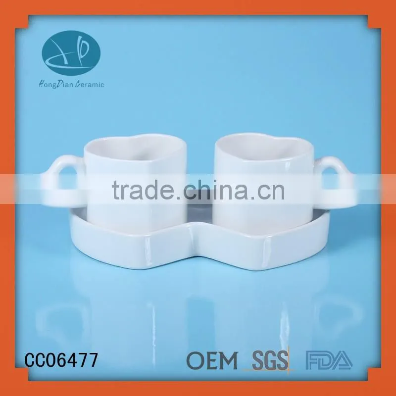 lovely shape 12 pcs ceramic coffee cup and saucer ,heart shape ceramic cup and saucer