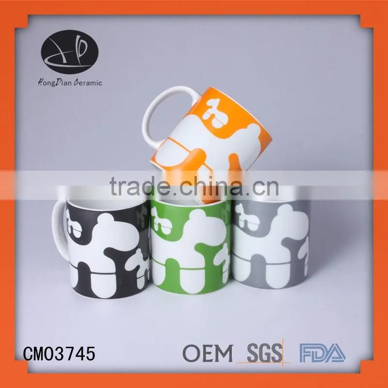 ceramic coffee mug with Special handle,Glazed Ceramic Mug,MATT black mug with special handle