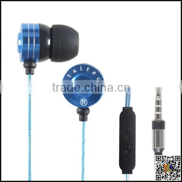 Metal aluminum wire ear headphones,wire ear headphones