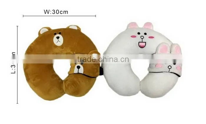 Cartoon U-shaped Neck Pillow Travel Nap Car Headrest Cushion with Eye Mask