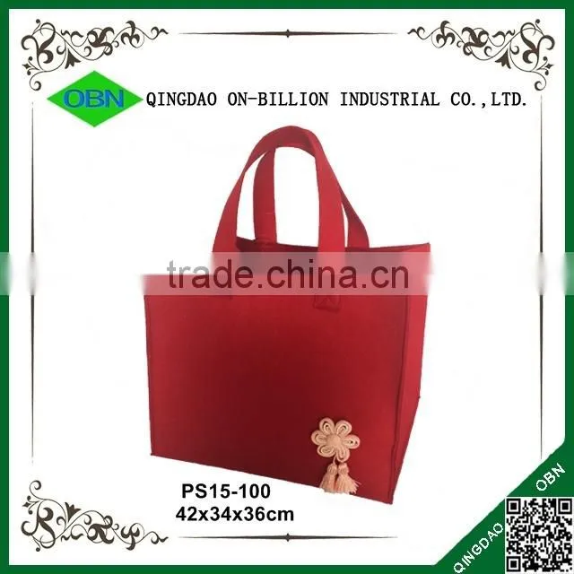 Large handmade grey cheap foldable felt shopping bag