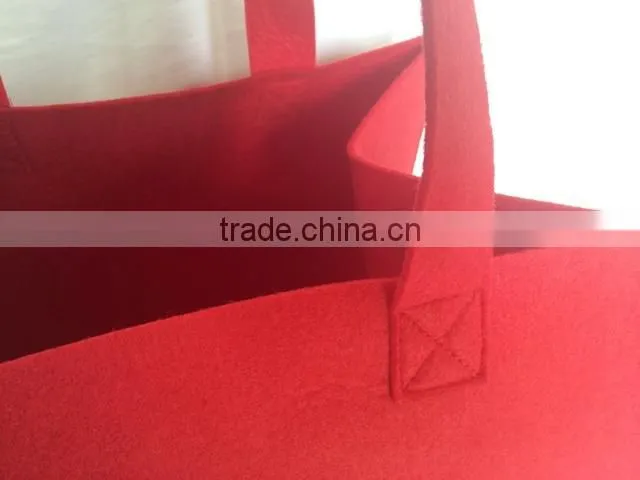 Large collapsible tote cheap red handmade felt bag