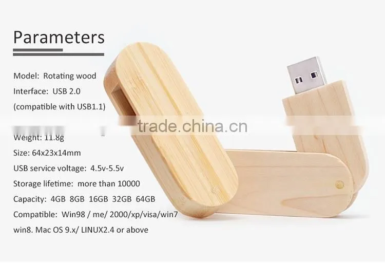 Newest present wooden box bulk general u-disk pen usb flash drive