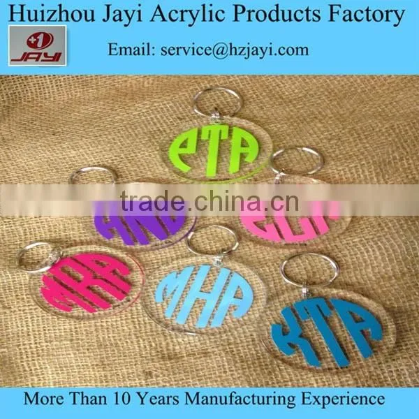 China manufacturer wholesale acrylic lucite printed customized monogram keychain