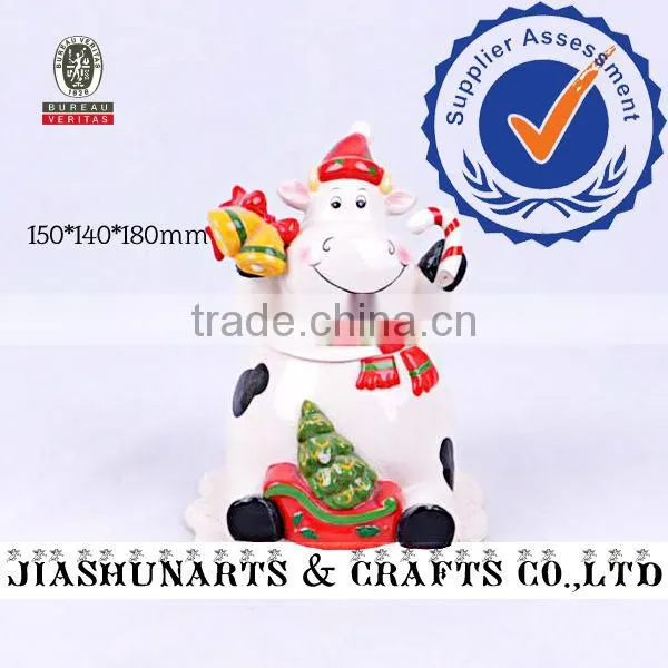Festive Dairy Cows Coffee Tea Sugar Ceramic Storage Jar