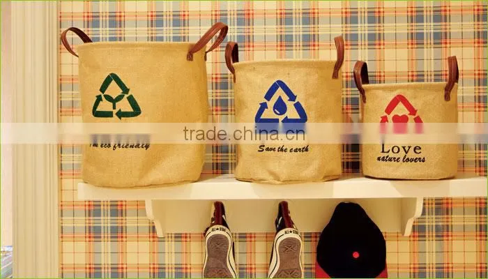 jute cloth natural portable rope stoage bucket