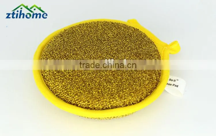 2 Pcs Sponge Metallic Dishcloths Round Scrubber Scouring Pad