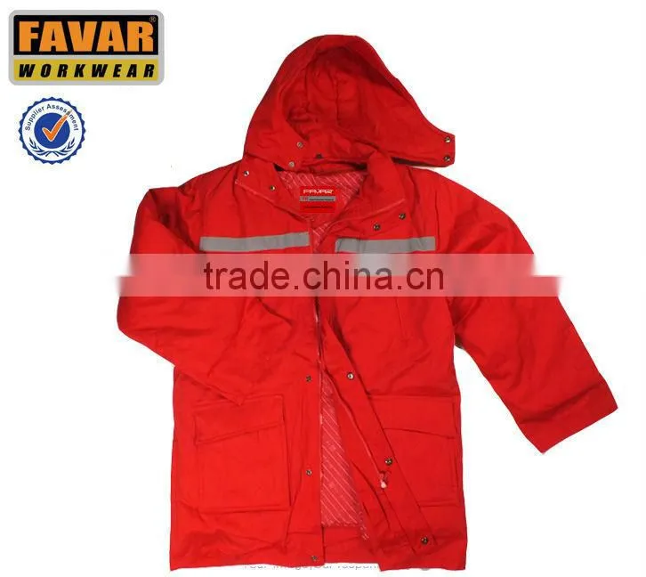 winter men's quilted cotton long work FR jacket reflective jacket
