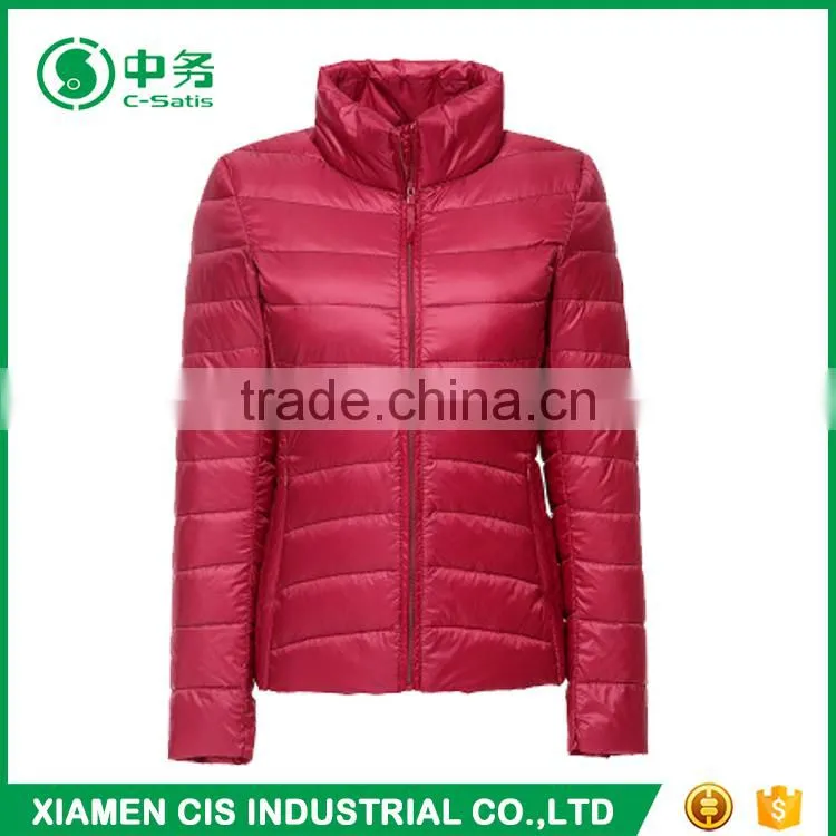 Popular Style Pink Color Women Ultralight Goose Down Jacket for Winter