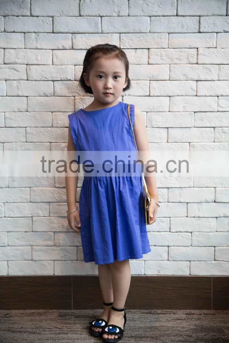 COOL KID ZONE 2016 sleeveless modern cotton linen breathable children summer girls linen dress