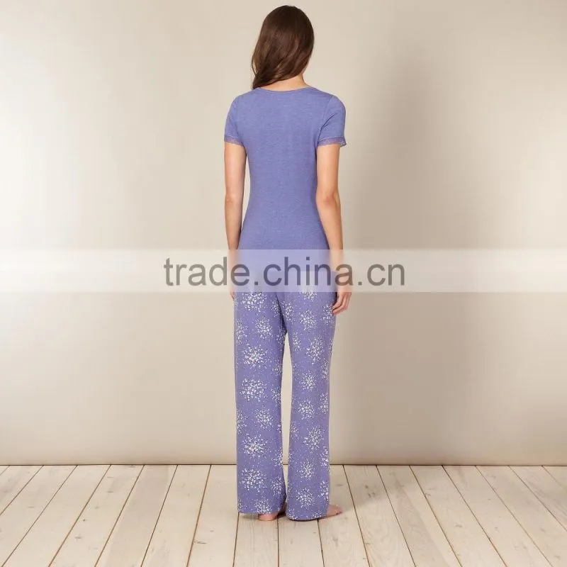 Designer blue floral jersey pyjama set