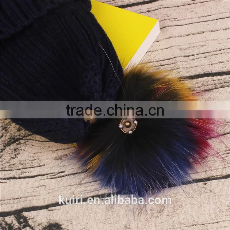 Wholesale Beanie Hats with raccoon fur ball for women winter
