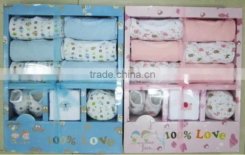 2014 new born 10pcs gift set /baby clothes/ baby wear/gift boxes for clothes