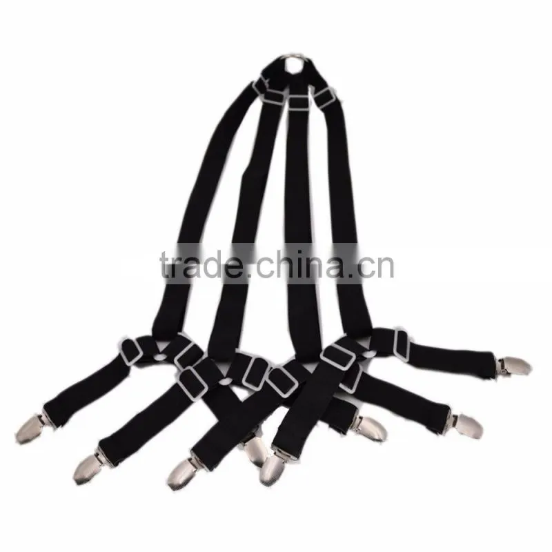 Dubaa Crisscross Bed Fitted Sheet Fasteners Strap Grippers Suspenders Mattress 4 Black