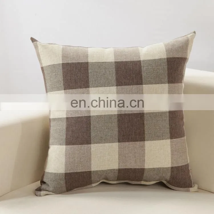 Home Grid Pillow Case Sofa Cushion Cover Custom