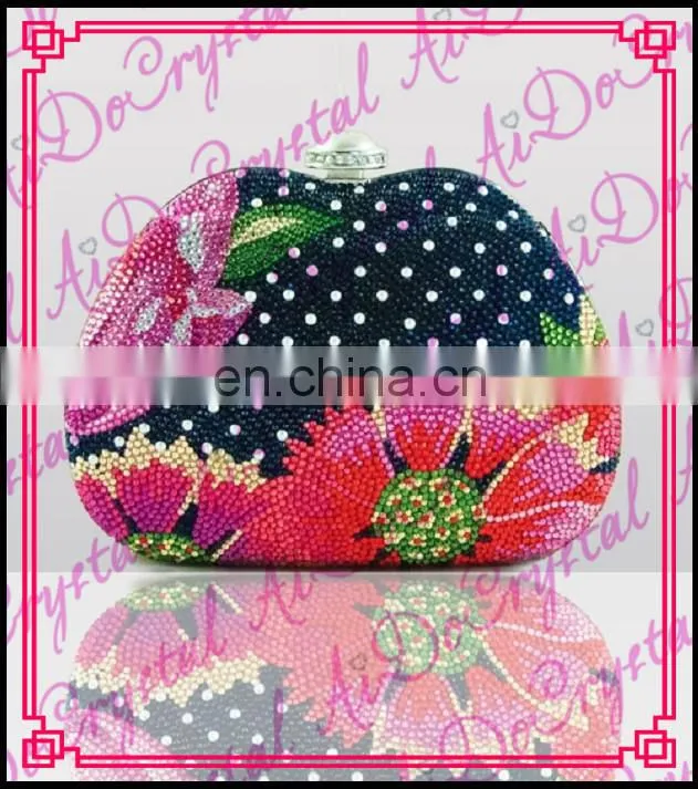 Aidocrystal diamond colorful apple shape flower pattern banquet bag/purse/clutch/handbag for lady party
