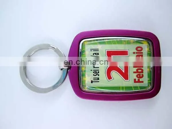 Round shape custom logo card inserted Acrylic keychain