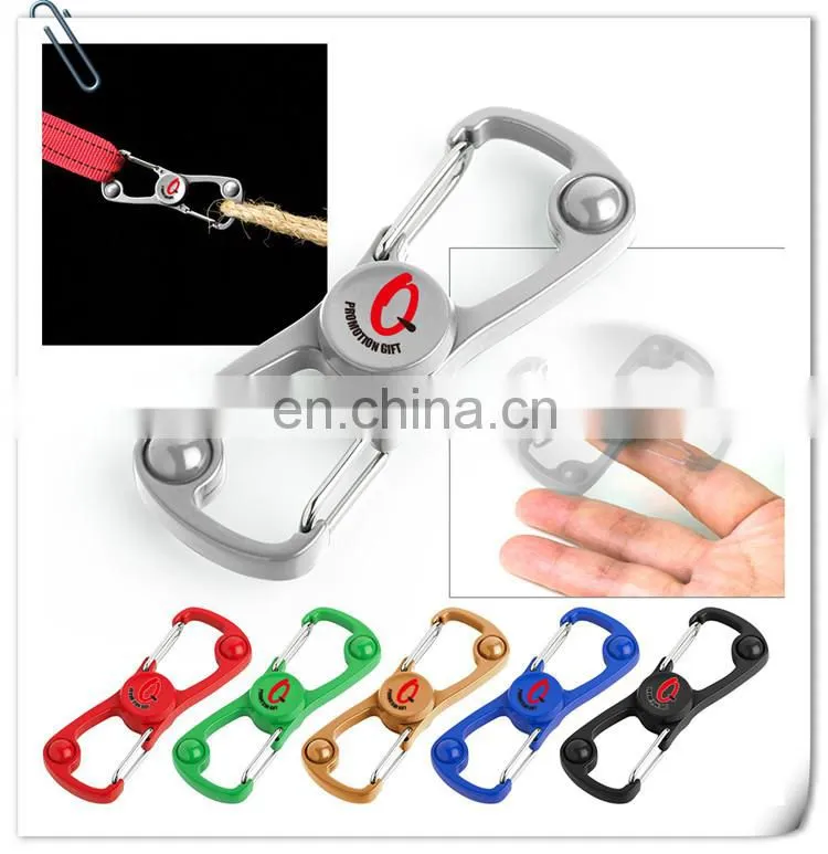 promotion gift dual zinc alloy carabiner fidget spinner