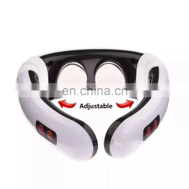 Electric U Shape Back Neck Shoulder Electrical Pulse Shock Body Massager Remote Control With Heat Portable EMS Neck Massager