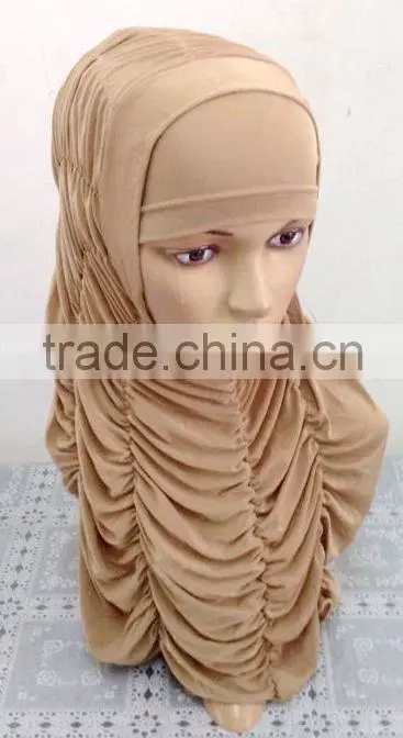 A593 Newest design solid color ruffle TWO Pieces HIJAB