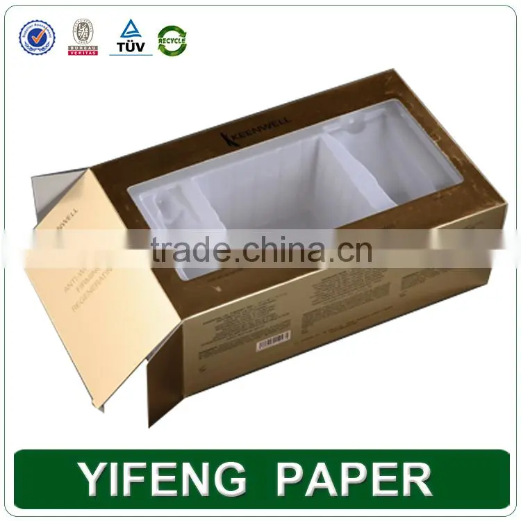 Custom company logo pantone color printed cardboard box with clear pvc window