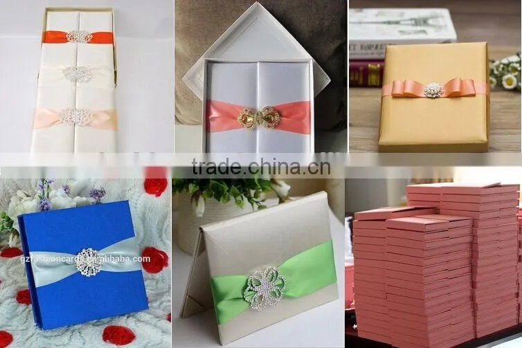 2016 Handmade Silver Glitter Paper Luxury Brooch Wedding Invitation Cards