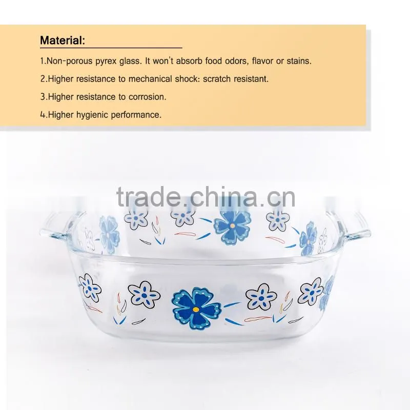 Hot selling factory direct manufacture glass plate /decal pyrex glass food dish