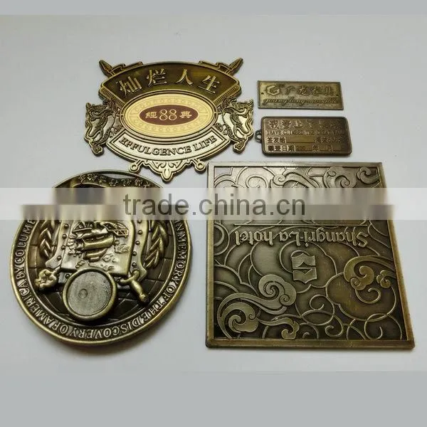 Custom fashion decorative metal nameplates antique metal nameplates 3d nameplate