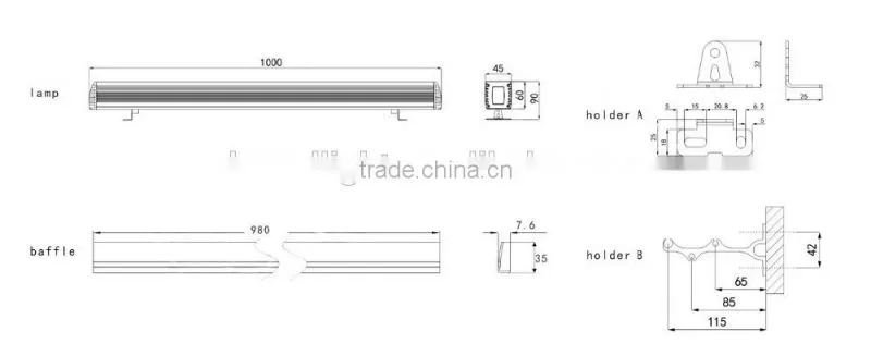 High Quality Outdoor IP65 DMX512 36W 24W RGB LED Rectangular Wall Washer