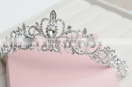 Gorgeous Sparkling Silver Big Wedding Diamante Pageant Tiara Hairband Crystal Bridal Crown For Bride