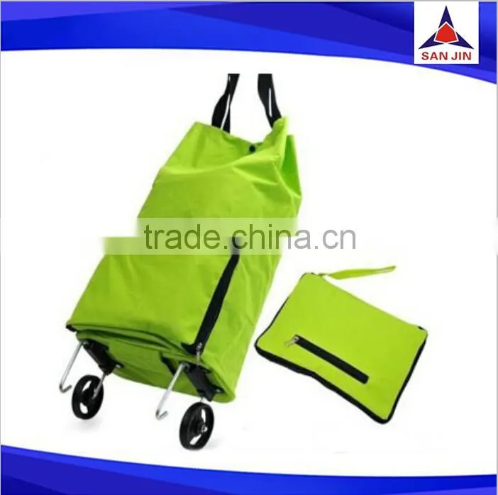 600D+PVC oxford fabric foldable Shopping trolley bag with wheels