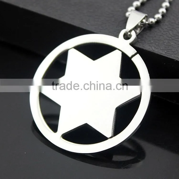 Hexagram pendant round stainless steel polishing process six-pointed star necklace