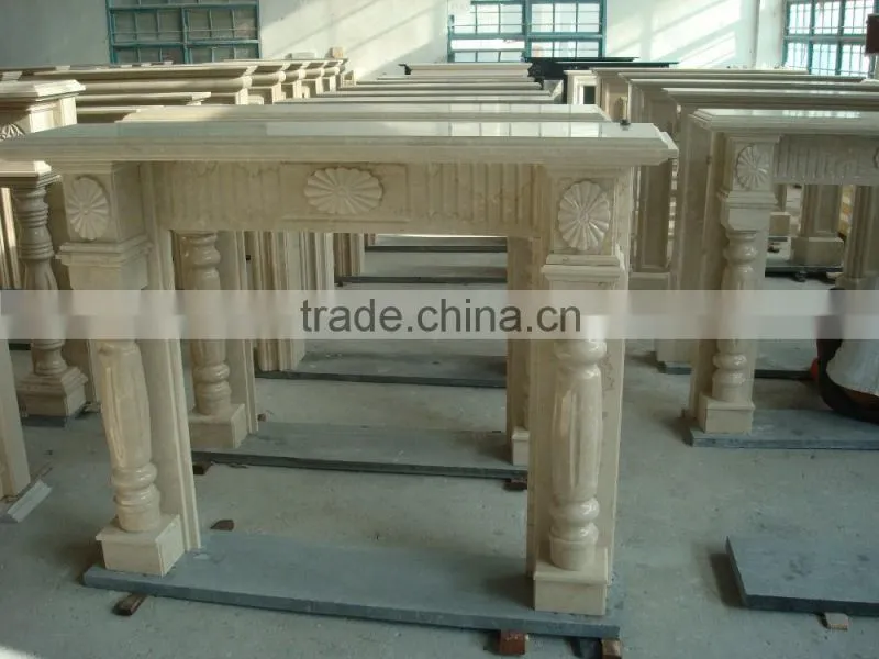 Beige marble Indoor Fireplace