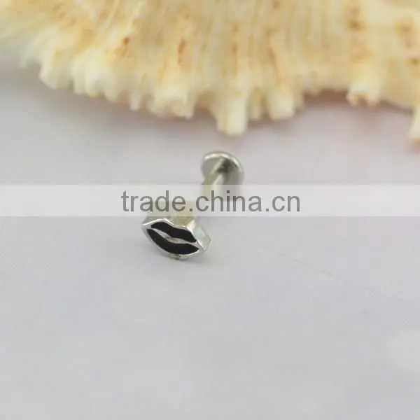 Competitive price cheap lip shaped internally threaded custom labret piercing jewelry