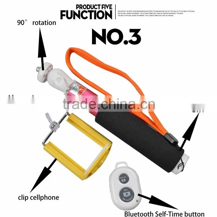 Extendable selfie stick with bluetooth shutter button for Mobile Phone