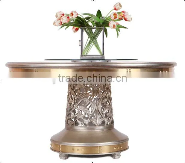 European style classic dining room set solid wood dining table and antique wine cabinet